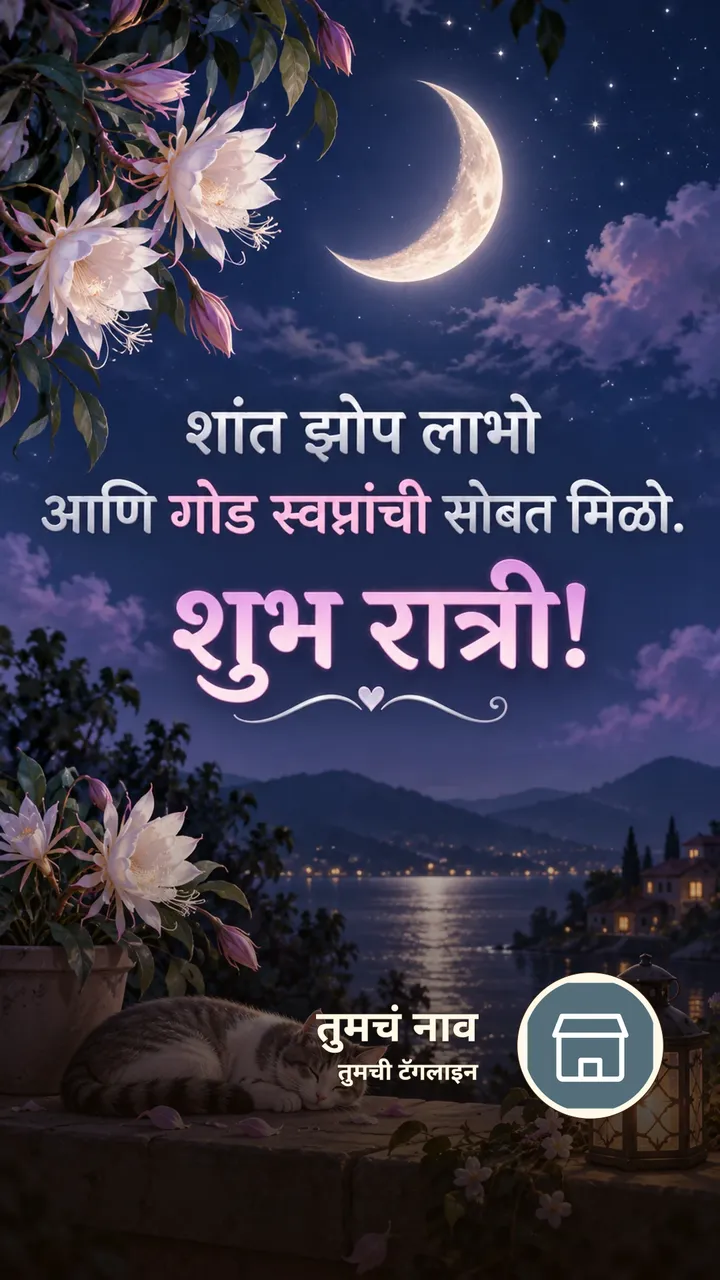 शांत झोप लाभो - Shubh Ratri Image, फुलं, चंद्र