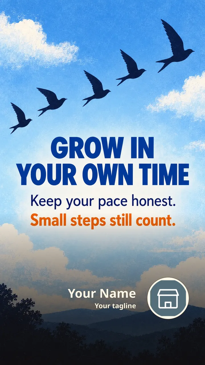 GROW IN YOUR OWN TIME - Motivational Image, Birds