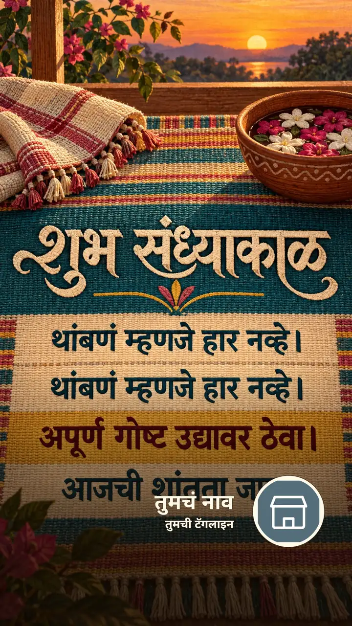 शुभ संध्याकाळ - थांबणं म्हणजे हार नव्हे। - थांबणं म्हणजे हार नव्हे। - Sandhyakal Image