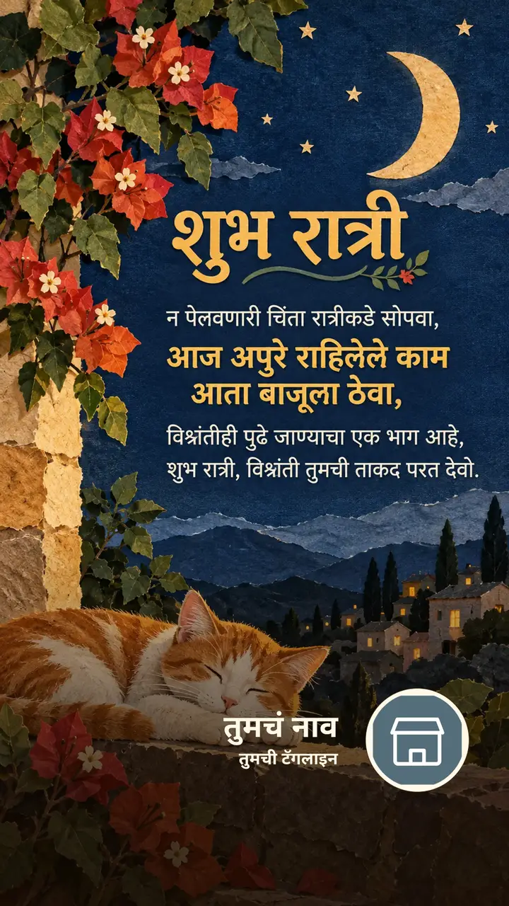 शुभ रात्री - न पेलवणारी चिंता रात्रीकडे सोपवा, - Shubh Ratri Image, चंद्र, चांदण्या, मेणबत्ती
