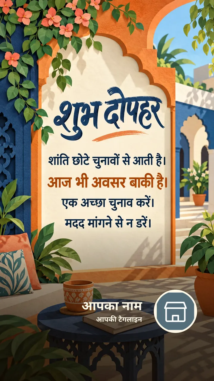 शुभ दोपहर - शांति छोटे चुनावों से आती है। - आज भी अवसर - Dopahar Image