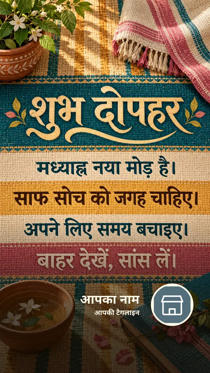 शुभ दोपहर - मध्याह्न नया मोड़ है। - साफ सोच को जगह चाहिए। - Dopahar Image