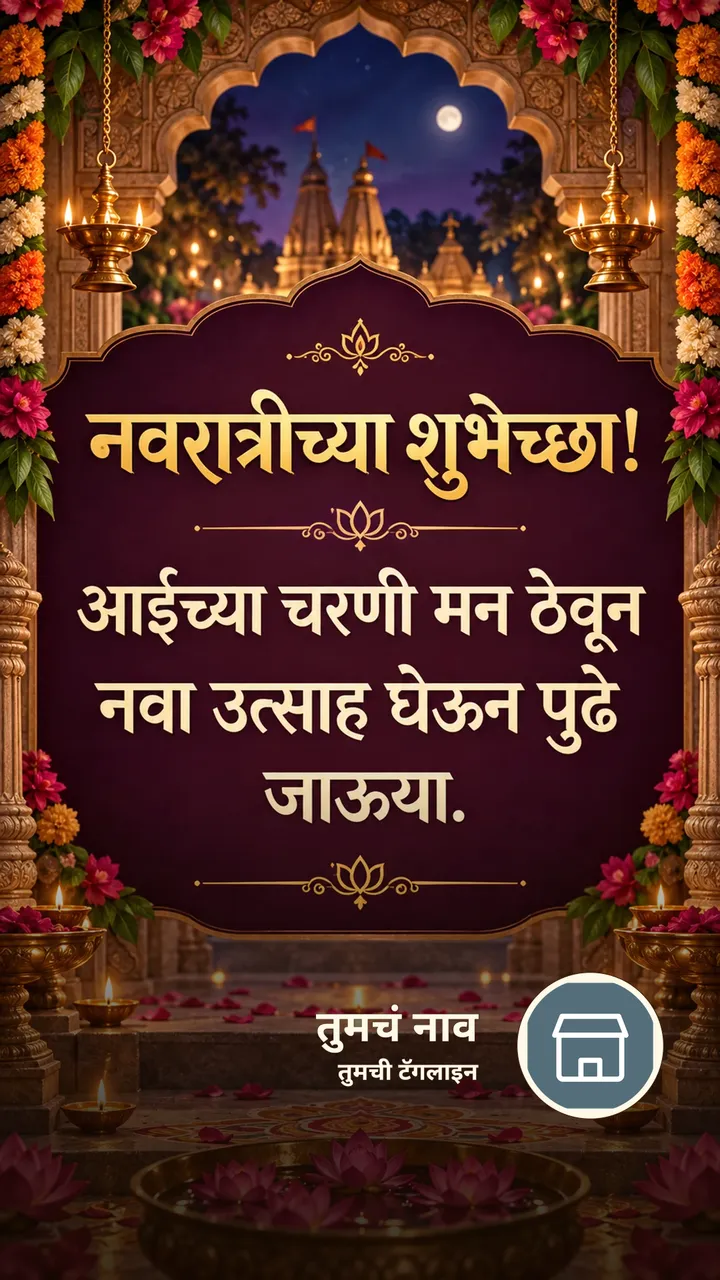 नवरात्रीच्या शुभेच्छा! - आईच्या चरणी मन ठेवून - Festival Image, फुलं, दिवा