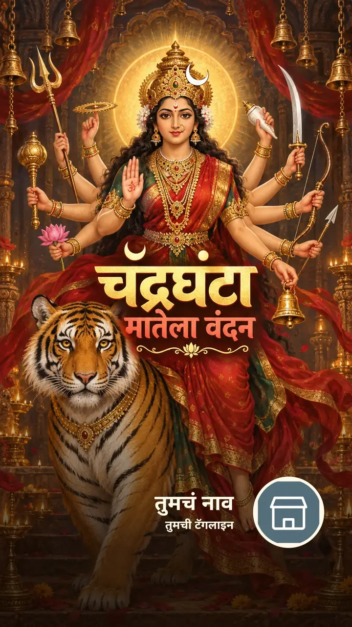 चंद्रघंटा मातेला वंदन - Bhakti Image, फुलं, दुर्गा