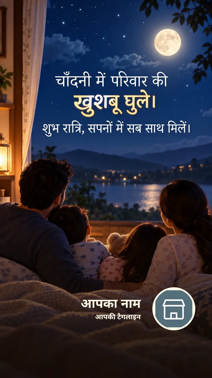 चाँदनी में परिवार की - Shubh Ratri Image, चाँद, परिवार