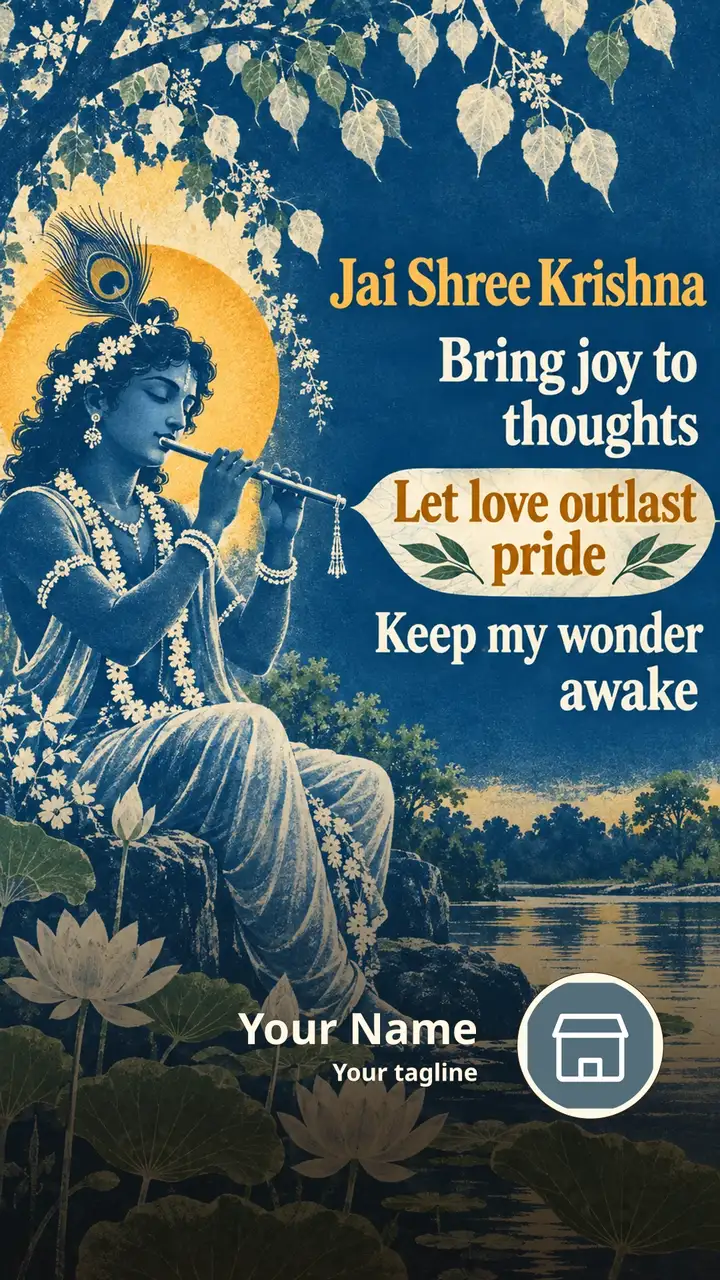 Jai Shree Krishna - Devotional Image, Lotus, Nature, Krishna