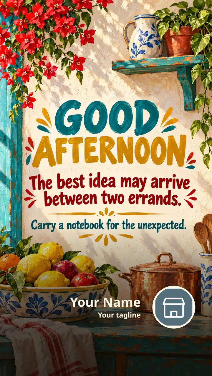 GOOD AFTERNOON - The best idea may arrive between two errands. - Afternoon Image