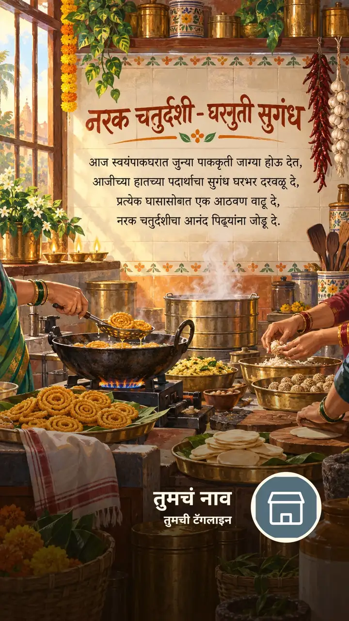 नरक चतुर्दशी - घरगुती सुगंध - Festival Image, फुलं, दिवा, कुटुंब