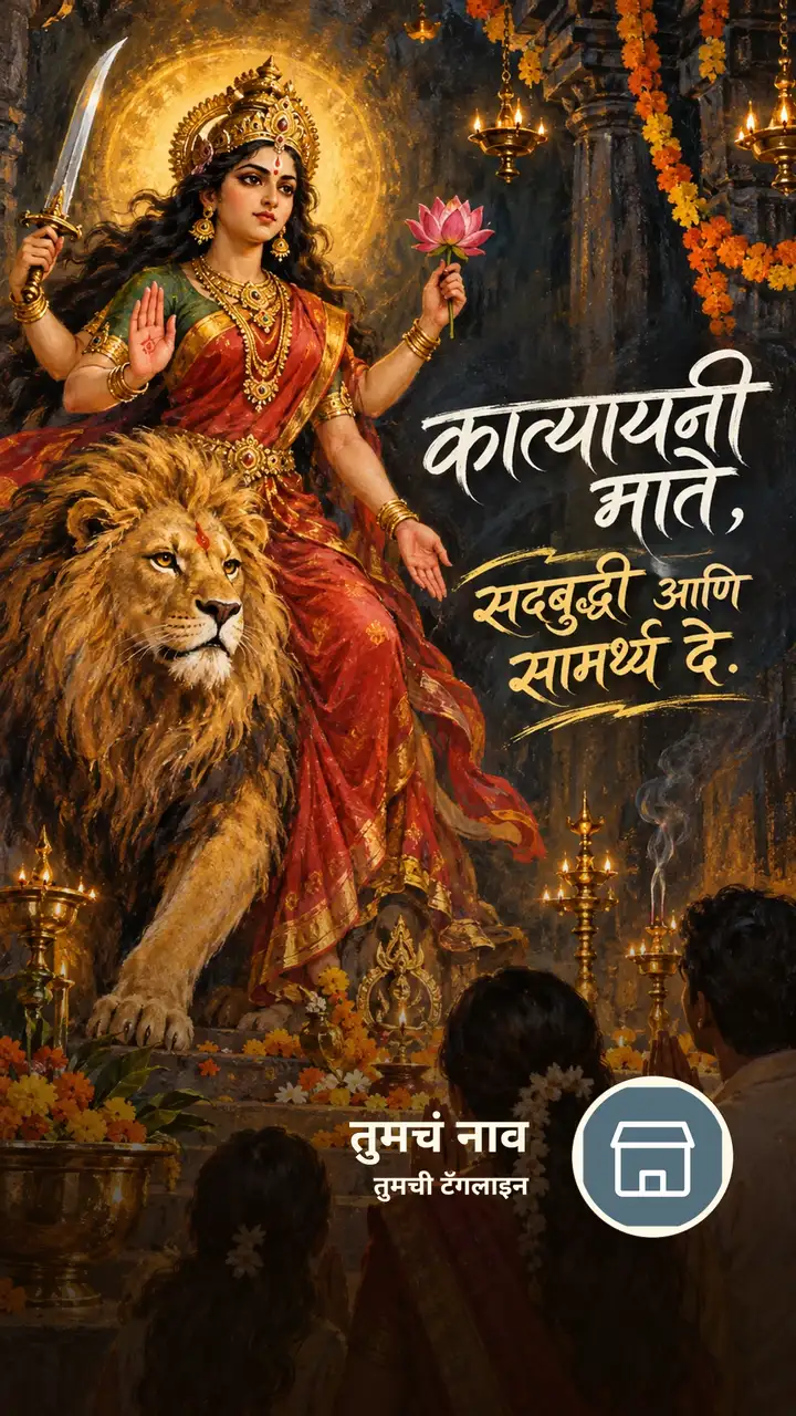 कात्यायनी माते, सद्बुद्धी आणि सामर्थ्य दे. - Bhakti Image, फुलं, दिवा, दुर्गा
