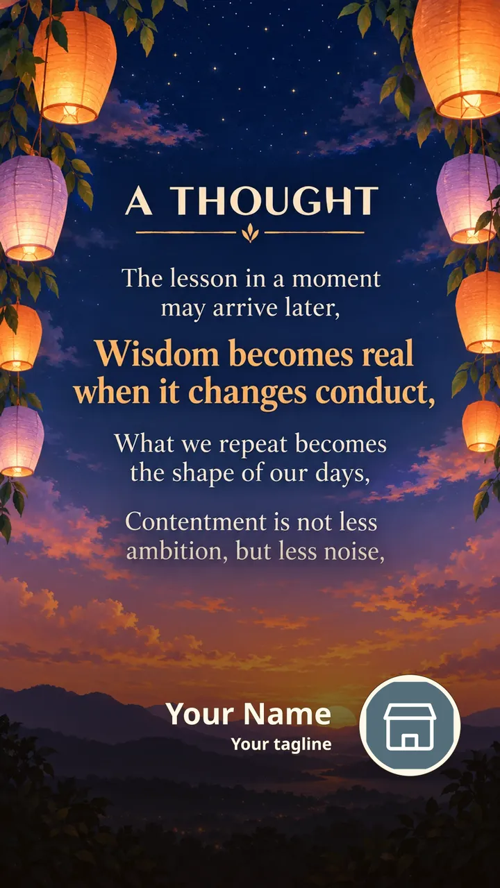 A THOUGHT - The lesson in a moment may arrive later, - Wisdom becomes - Quote Image, Lotus, Nature