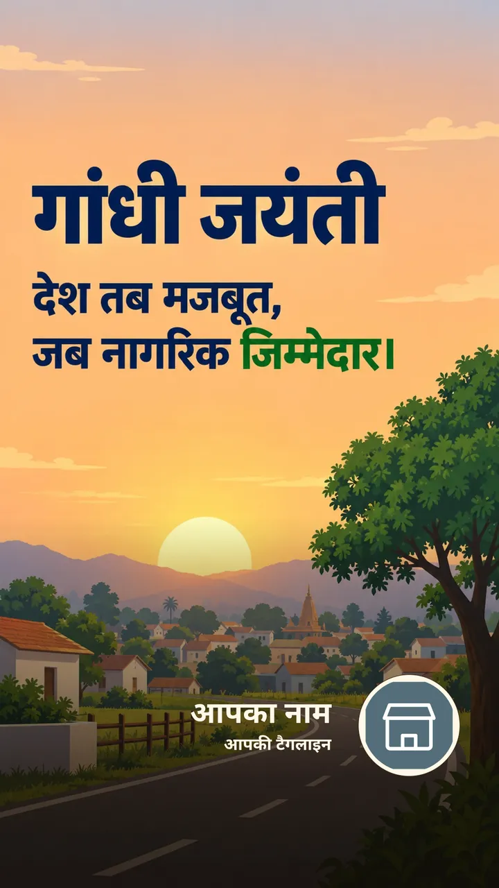 गांधी जयंती - देश तब मजबूत, - Festival Image, गाँव