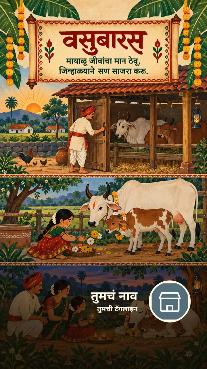 वसुबारस - मायाळू जीवांचा मान ठेवू, - Festival Image, फुलं, गाव, कुटुंब