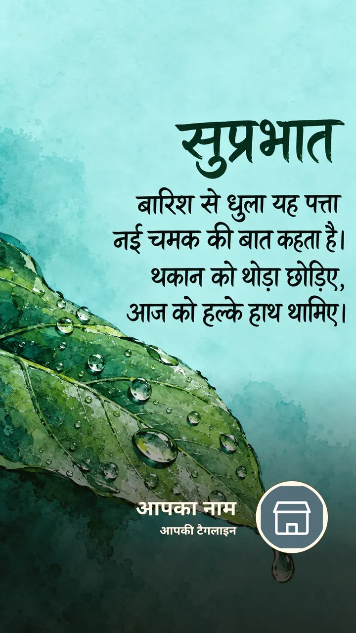 सुप्रभात - बारिश से धुला यह पत्ता - Suprabhat Image, प्रकृति
