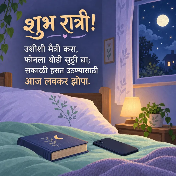 शुभ रात्री! - उशीशी मैत्री करा, - Shubh Ratri Image, चंद्र