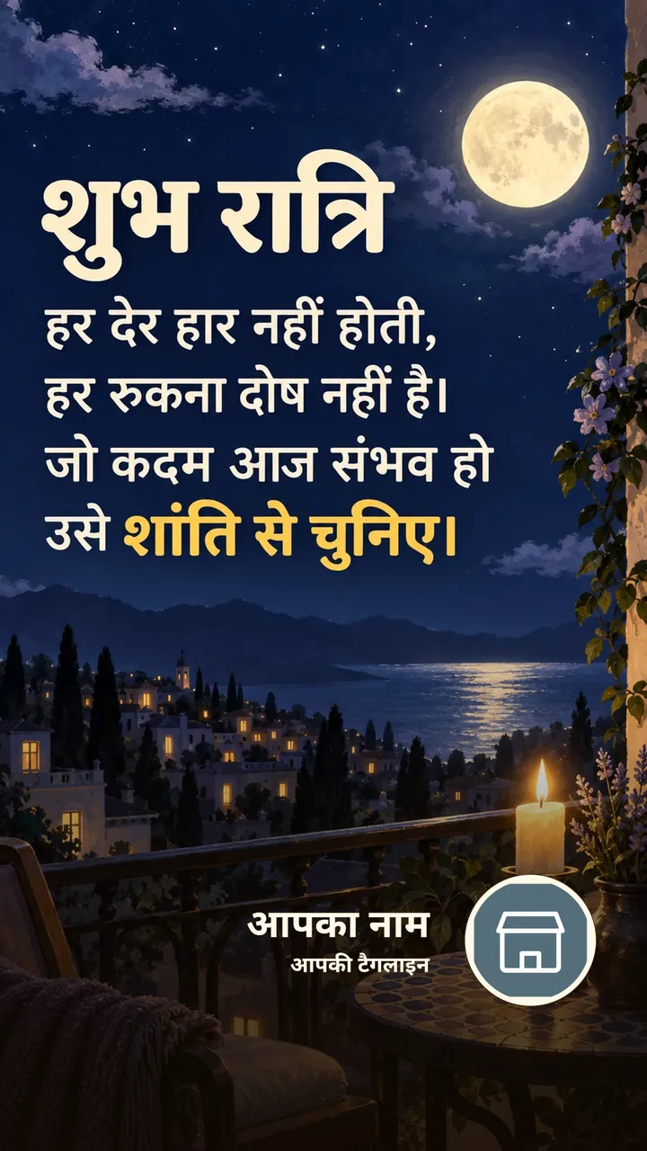 शुभ रात्रि - हर देर हार नहीं होती, - Shubh Ratri Image, चाँद, तारे, मोमबत्ती