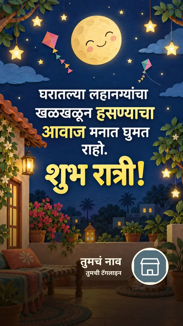 घरातल्या लहानग्यांचा - Shubh Ratri Image, चंद्र, मुलं