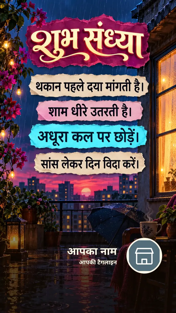 शुभ संध्या - थकान पहले दया मांगती है। - शाम धीरे उतरती - Sandhya Image