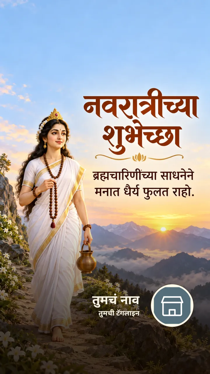 नवरात्रीच्या शुभेच्छा - ब्रह्मचारिणीच्या साधनेने - Festival Image, फुलं, डोंगर