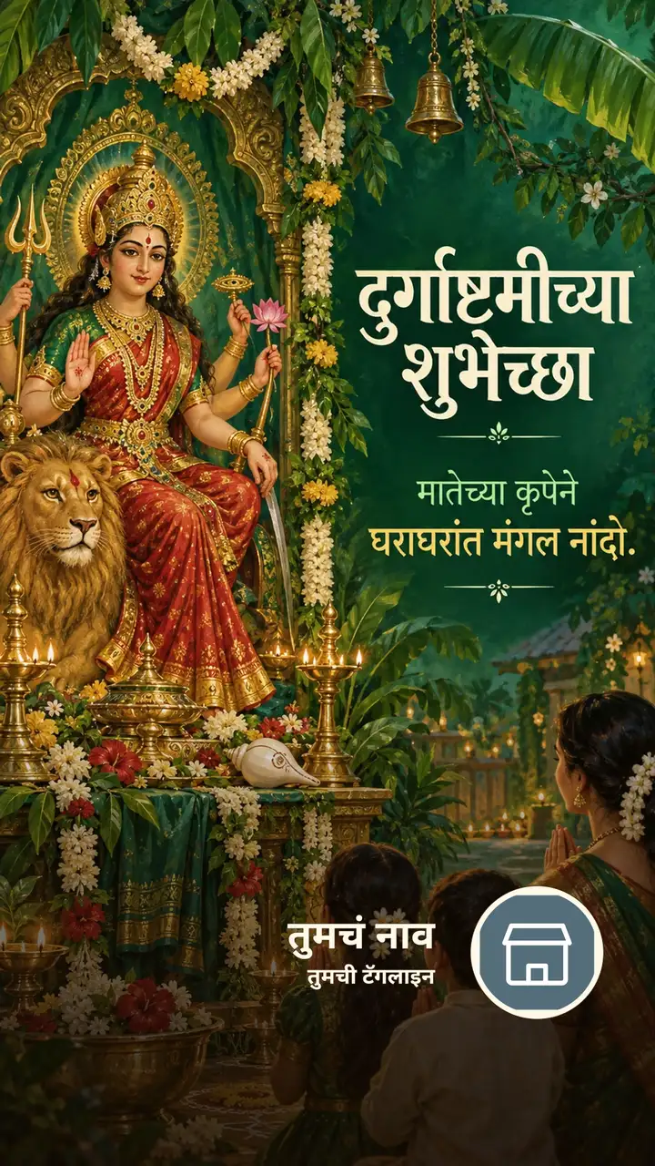 दुर्गाष्टमीच्या शुभेच्छा - मातेच्या कृपेने - Festival Image, फुलं, दिवा, दुर्गा