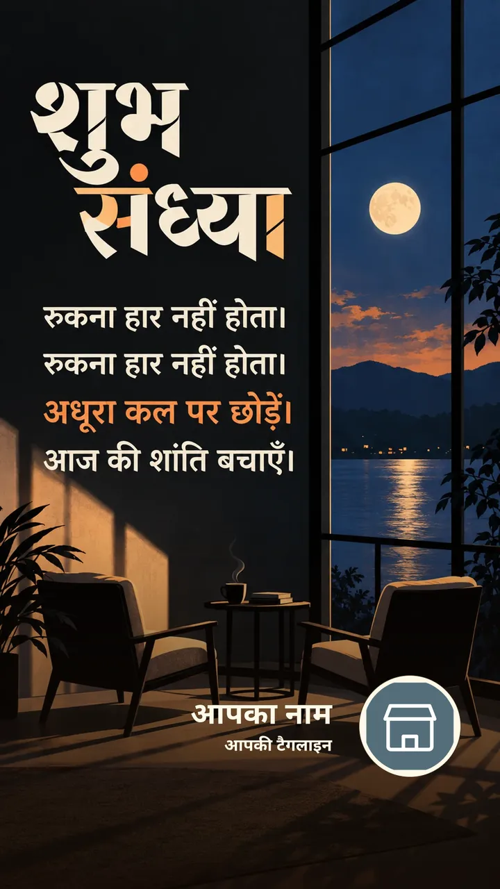 शुभ संध्या - रुकना हार नहीं होता। - रुकना हार नहीं होता। - Sandhya Image