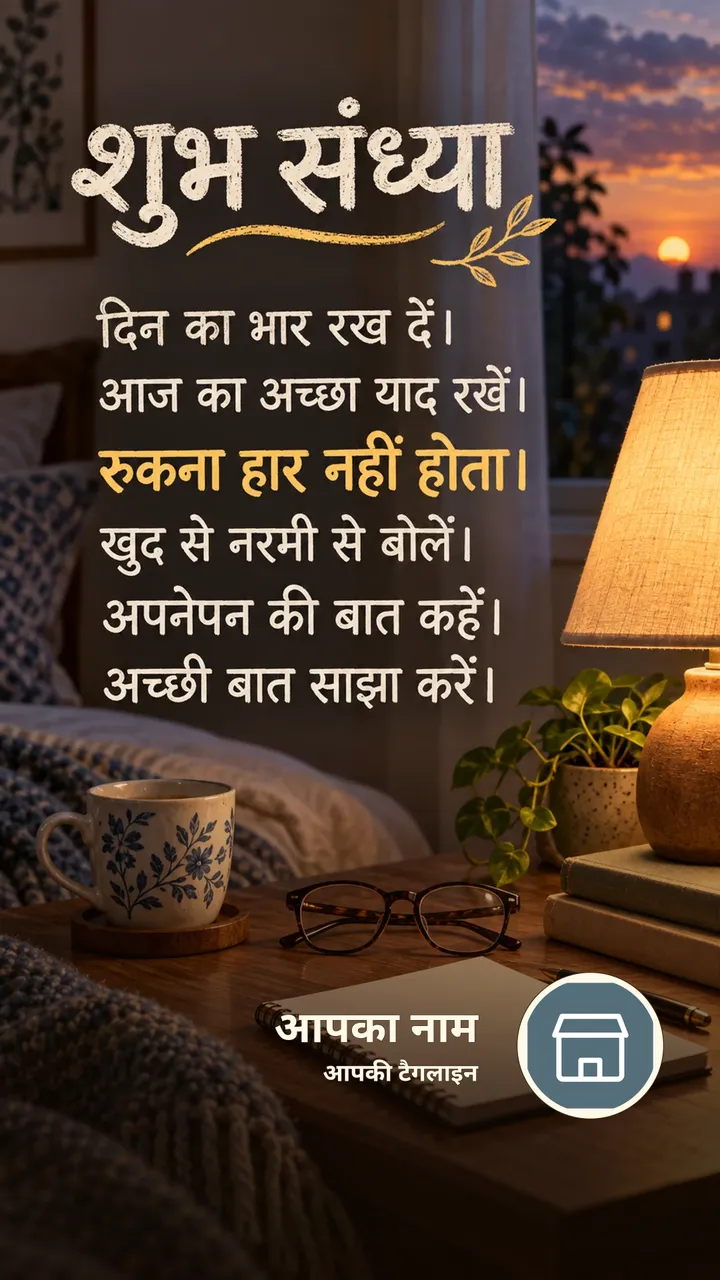 शुभ संध्या - दिन का भार रख दें। - आज का अच्छा याद रखें। - Sandhya Image